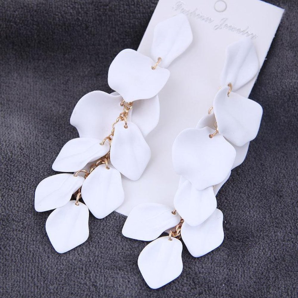 Boho Long Dangly Rose Petals Lightweight Earrings